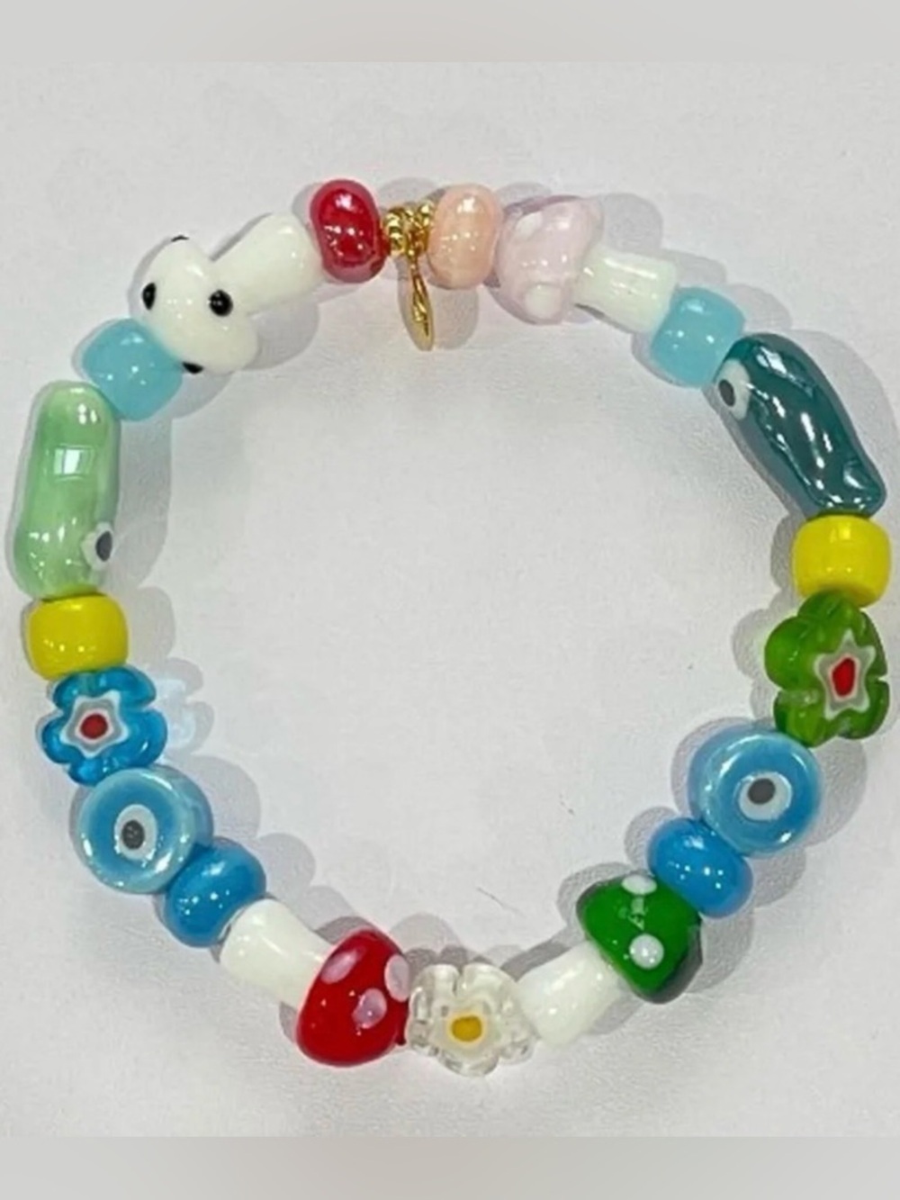 New MAYAMAR Colorful Glass Bead stretch Charm Bracelet